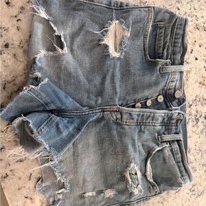 Old Navy Distressed Light Blue Denim Shorts - Casual High-Rise Cut